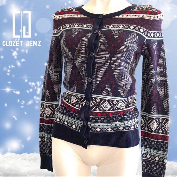 (XS) NWT Merona Button-Up Christmas Sweater - Picture 3 of 5